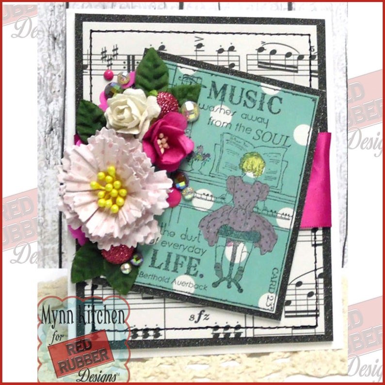 Music Washes Cling Mount Rubber Stamp imagen 4