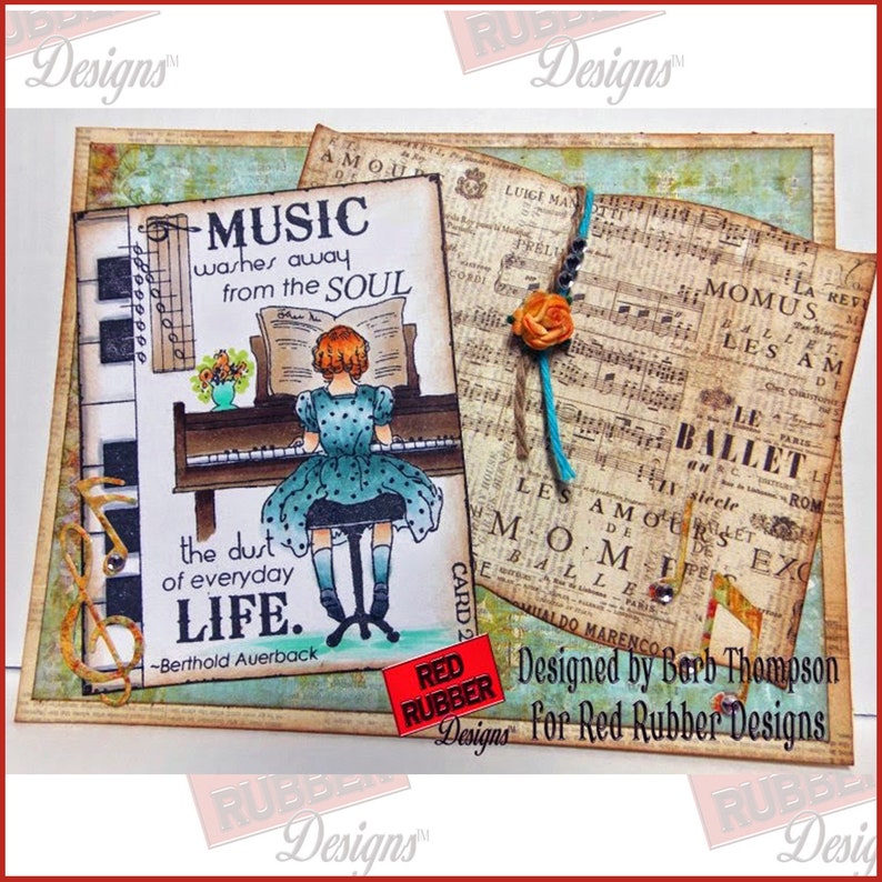 Music Washes Cling Mount Rubber Stamp imagen 3