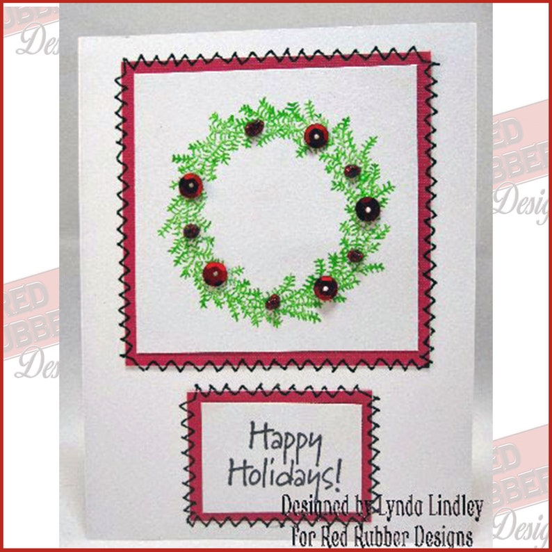 Holiday Wreath Cling Mount Rubber Stamps image 5