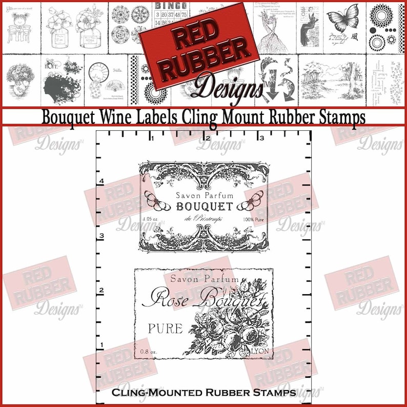 Bouquet Wine Labels Cling Mount Rubber Stamps image 1