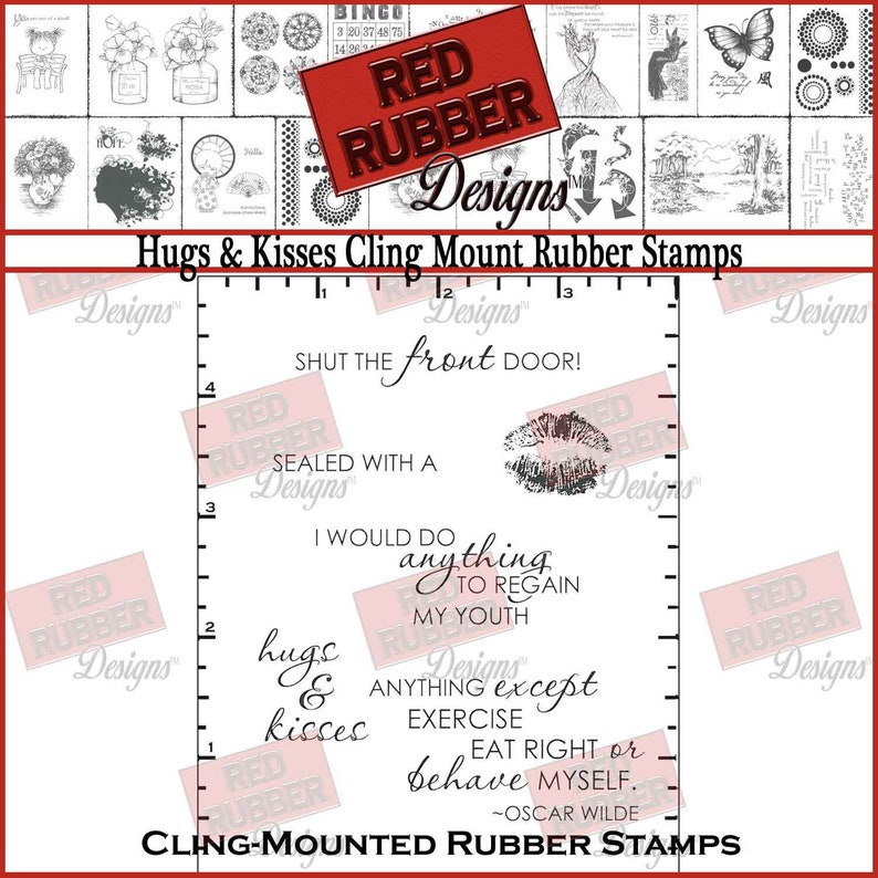 Hugs & Kisses Cling Mount Rubber Stamps image 1