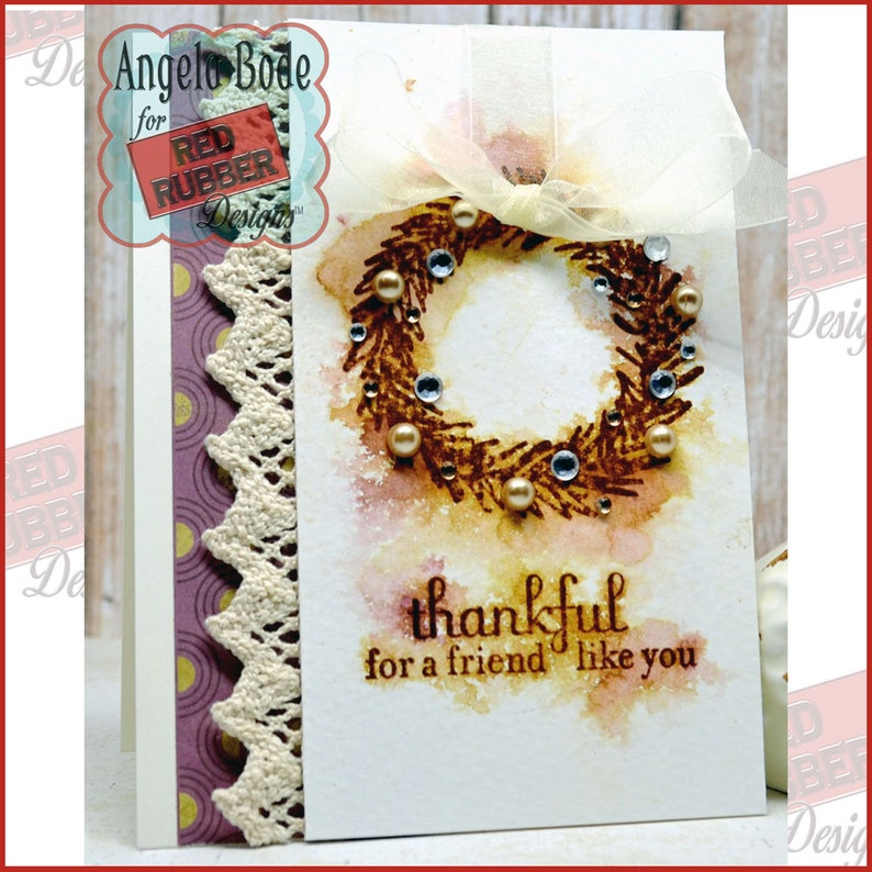 Pine Wreath Cling Mount Rubber Stamps image 2