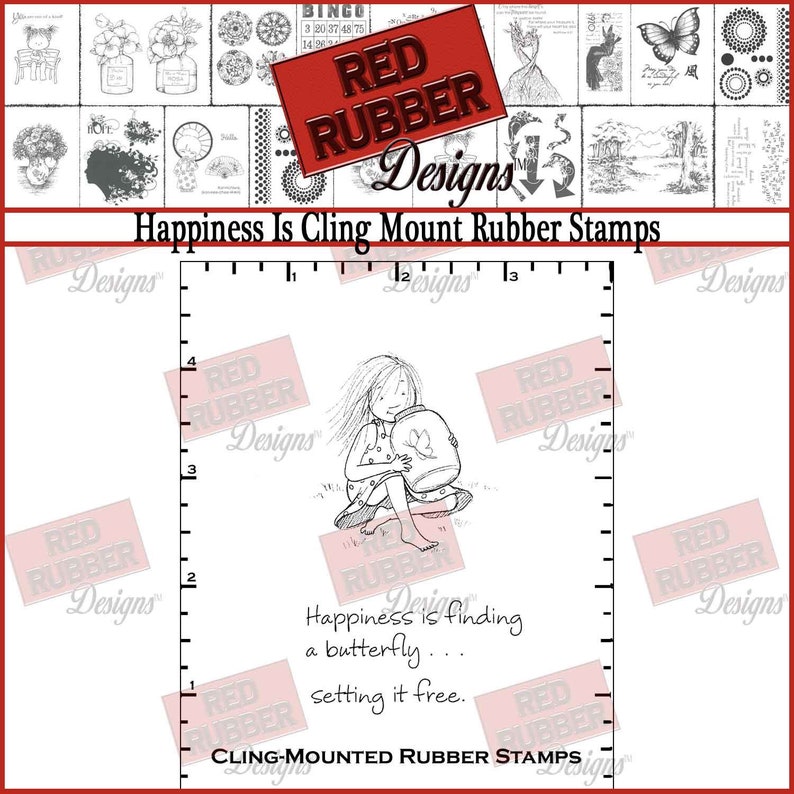 Happiness Is Cling Mount Rubber Stamps image 1