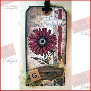 Gerbera Daisy Cling Mount Rubber Stamp image 3