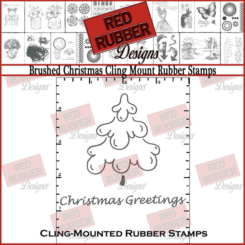 Brushed Christmas Cling Mount Rubber Stamps imagen 1