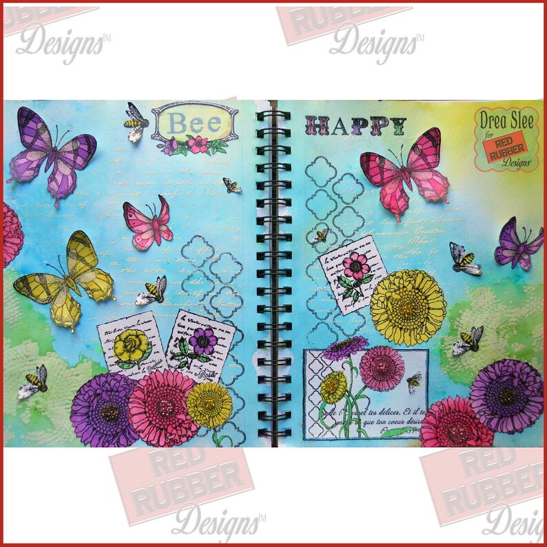 Floral Collage Cling Mount Rubber Stamps image 6