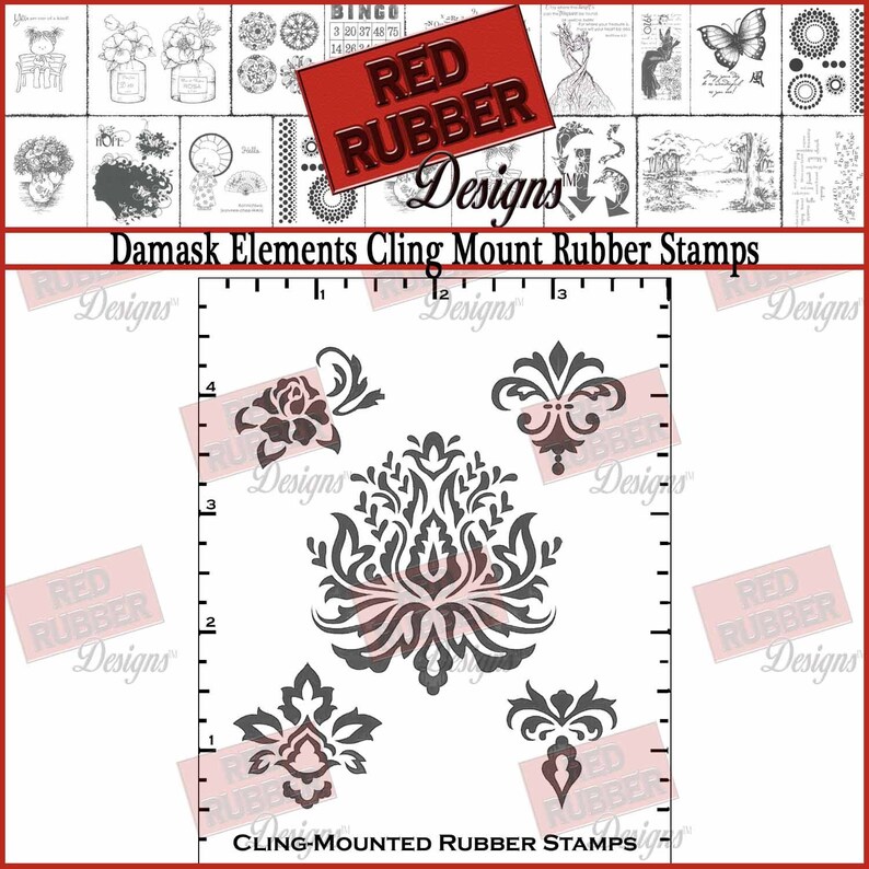 Damask Elements Cling Mount Rubber Stamps image 1