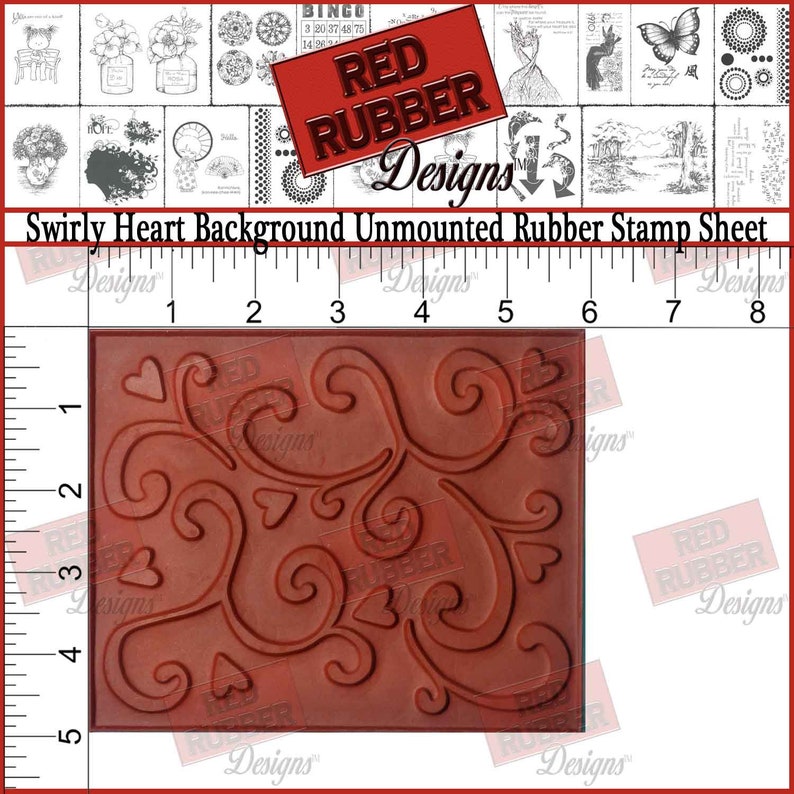 Swirly Heart Background Unmounted Rubber Stamp Sheet image 2