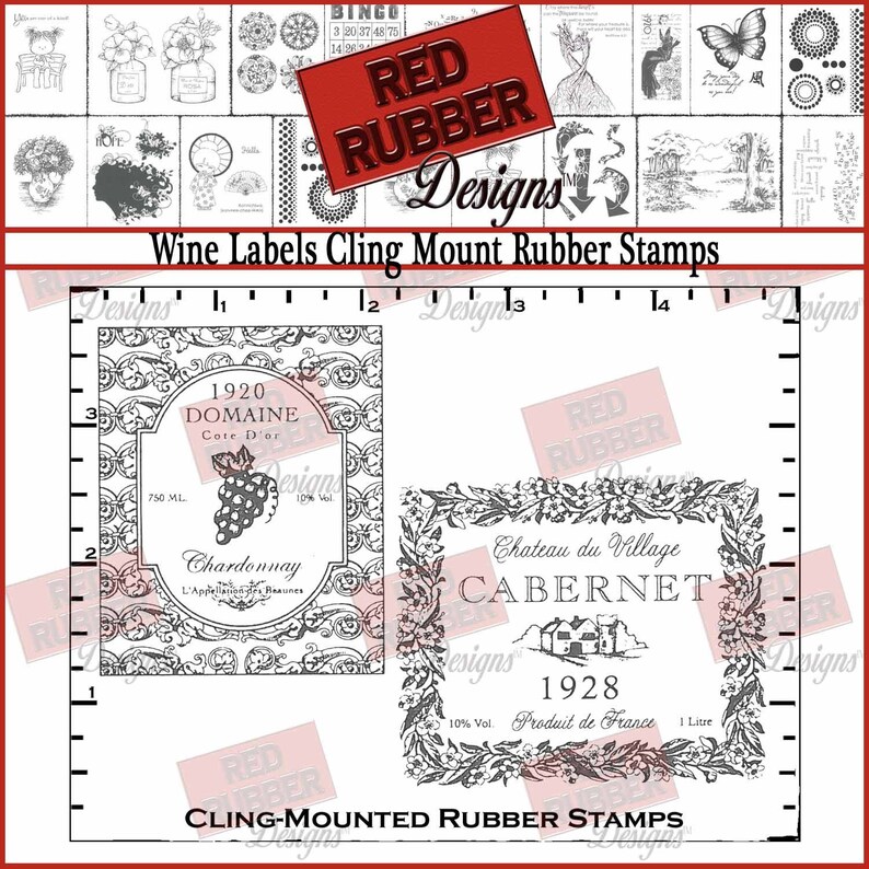 Wine Labels Cling Mount Rubber Stamps image 1