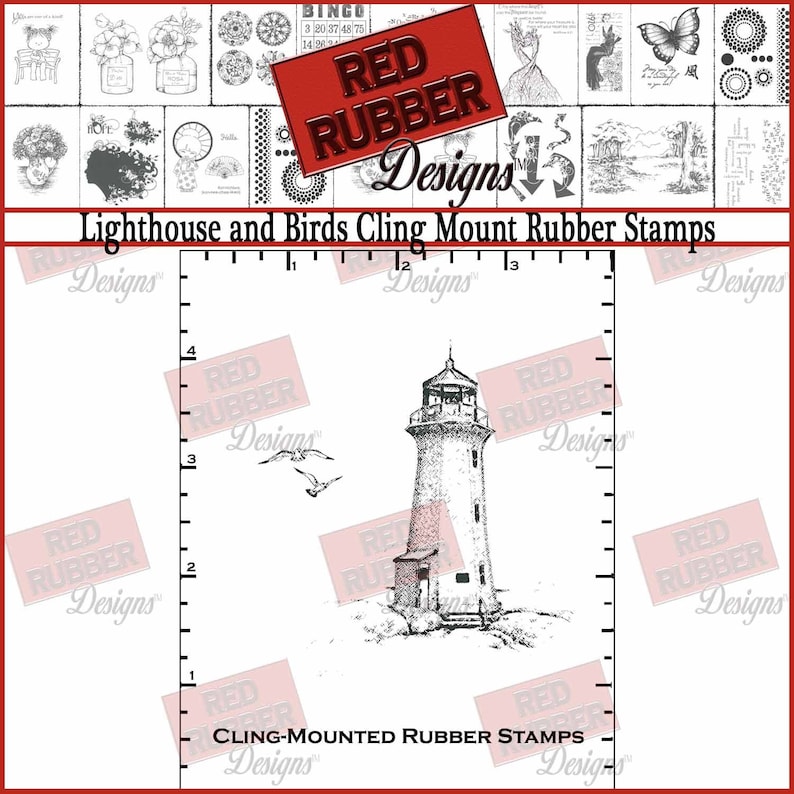 Lighthouse and Birds Cling Mount Rubber Stamps image 1