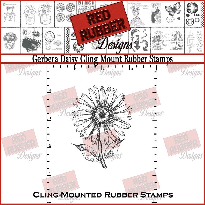 Gerbera Daisy Cling Mount Rubber Stamp image 1