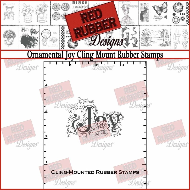 Ornamental Joy Cling Mount Rubber Stamp image 1