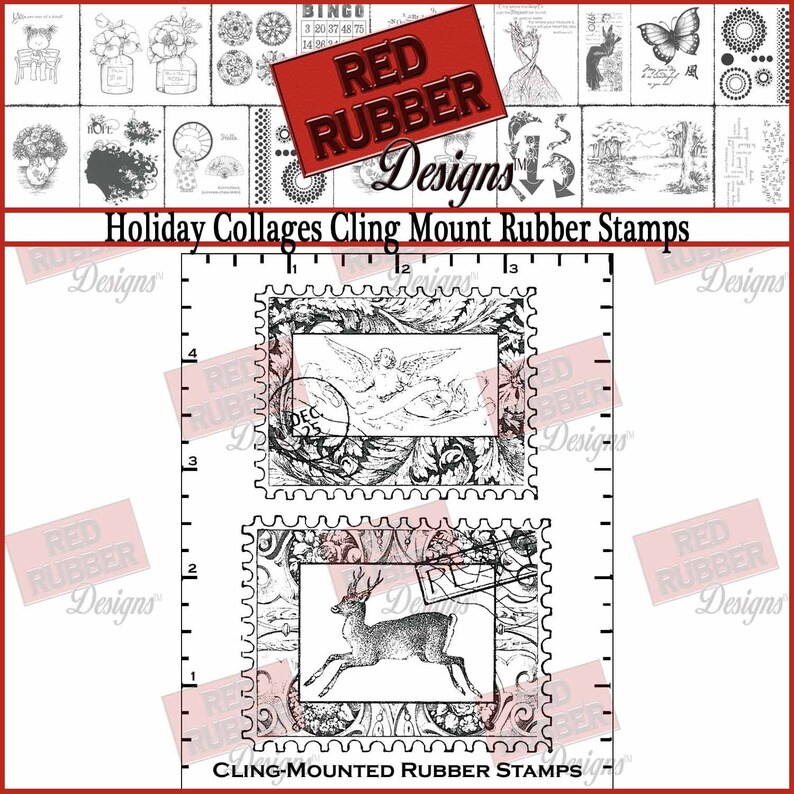 Holiday Collages Cling Mount Rubber Stamps image 1