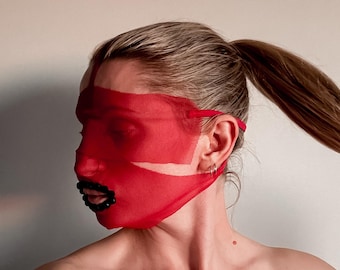 Red Lace Fetish Mask, Sexy Eye Blindfold