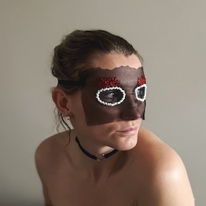 Lace sexy mask with embroidery and beads - Fetish Blindfold mask - Sexy Eye mask