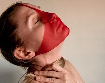 Red Lace BDSM Blindfold Mask: Soft Polyester Nylon Blend