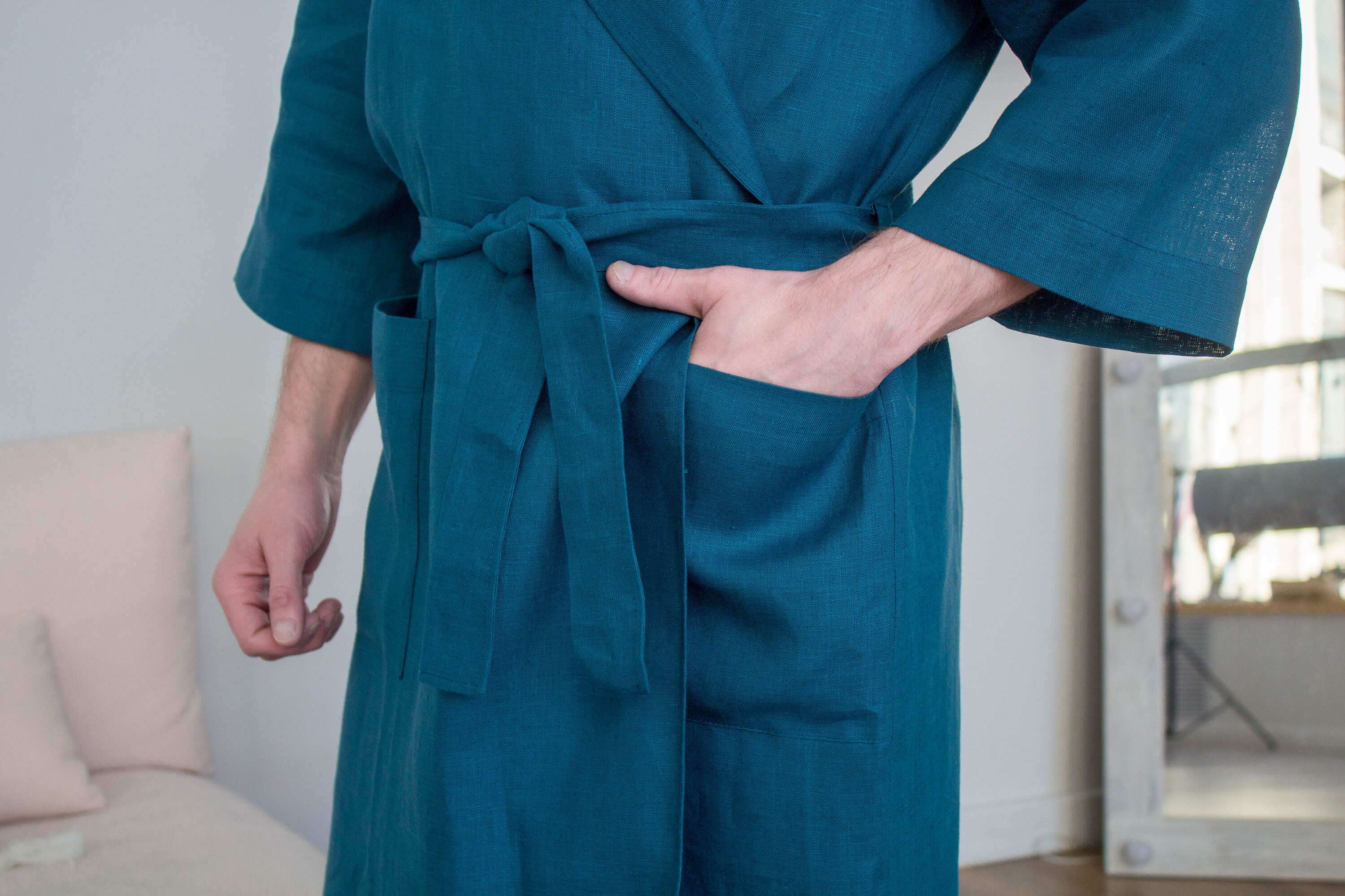 Linen robe for men Spa robe Dressing gown Etsy