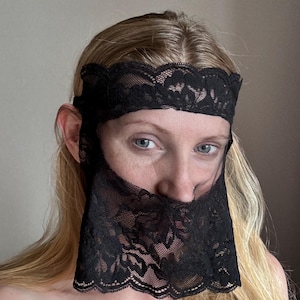 Black Lace fetish Mask - Sexy Eyes mask - Sheer Lace Mask