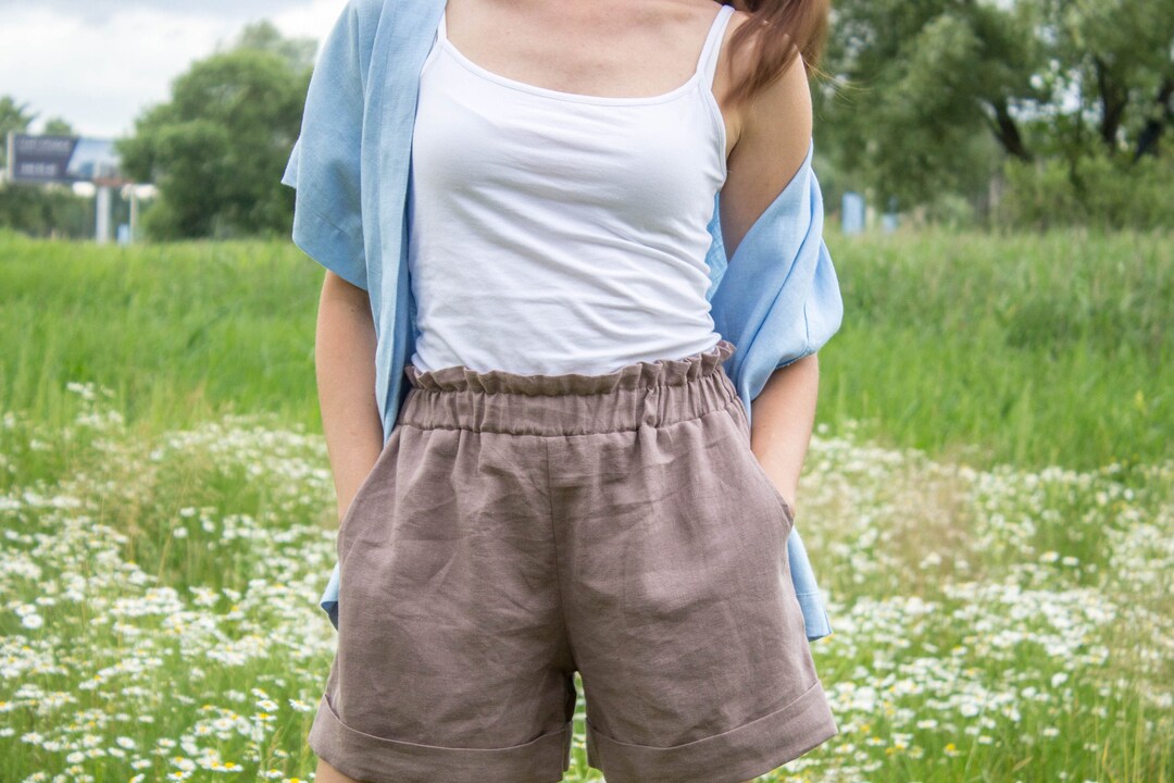 Button Front women Linen Shorts main image 1