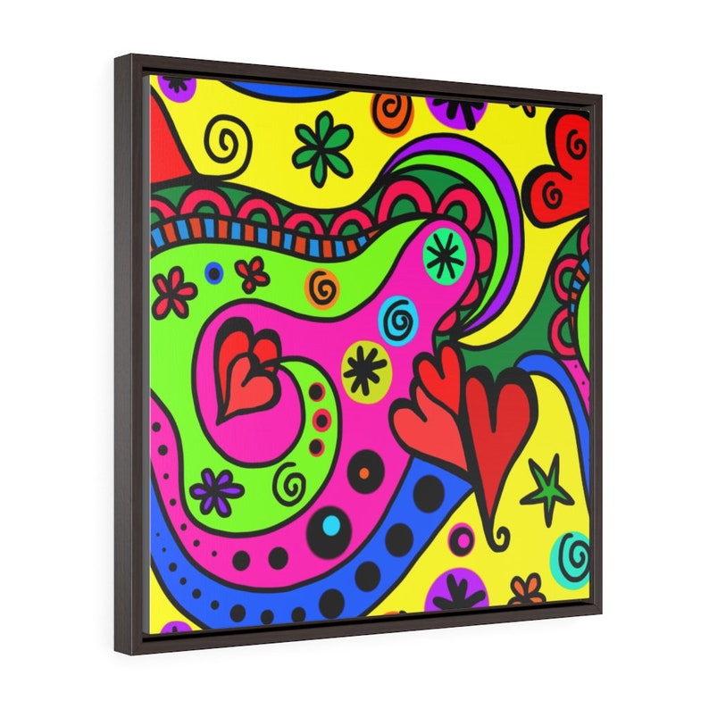 Pop Art Wall Decor Mutli Color Abstract Modern Square Framed Etsy