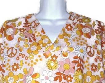 Flower Power Medical Scrub Top