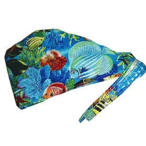 Fish Medical Scrub Cap Surgical Caps with Ties or Ponytail Holder