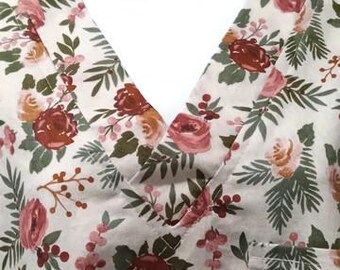 Mauve Floral Medical Surgical Scrub Top