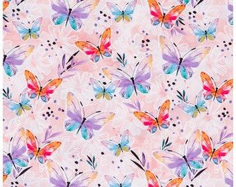Colorful Butterflies on Pink Medical Surgical Scrub Top