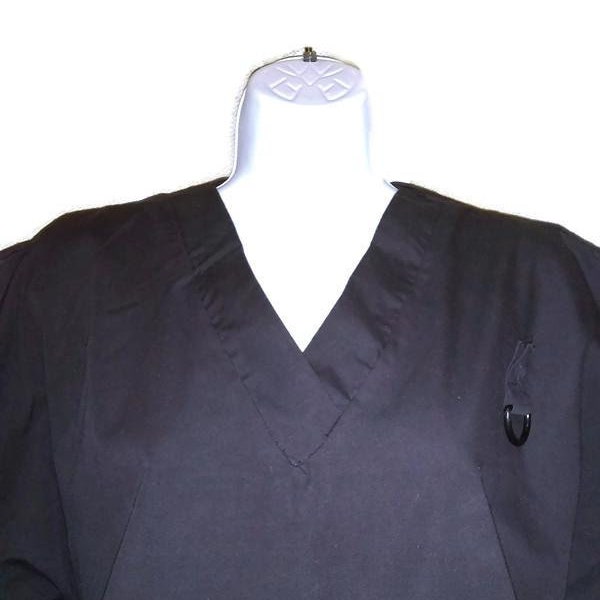 Black Cotton Medical Scrub Top