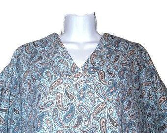 Paisley on Blue Medical Surgical Scrub Top