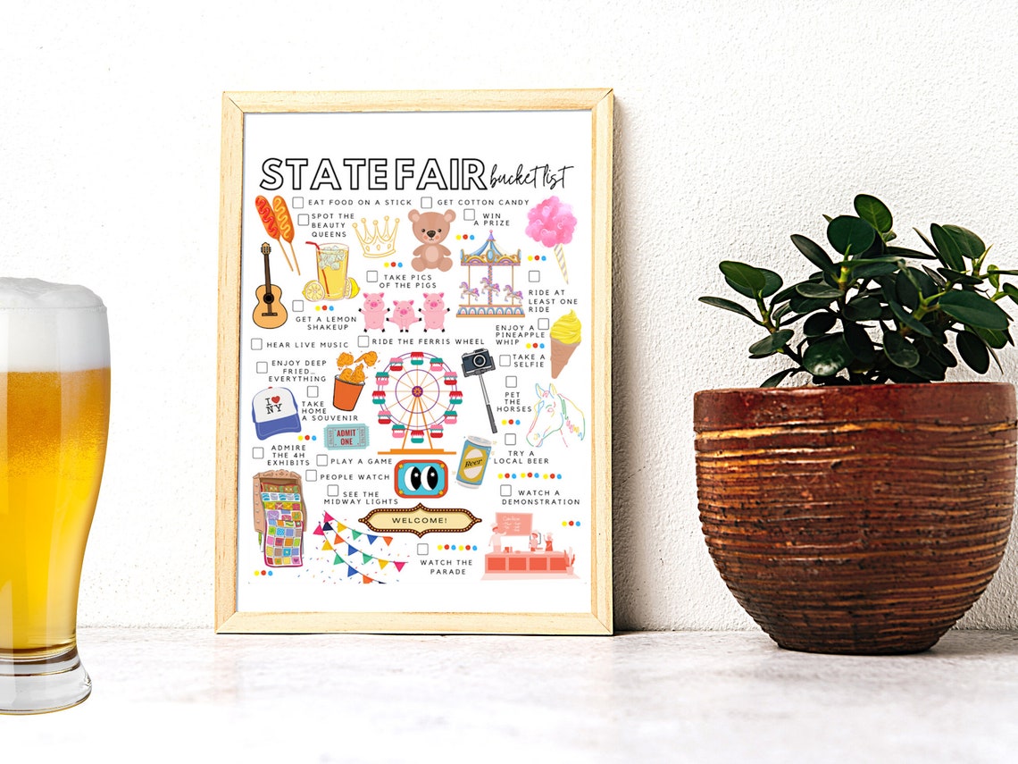 Printable State Fair Bucket List State Fair Todo List Etsy