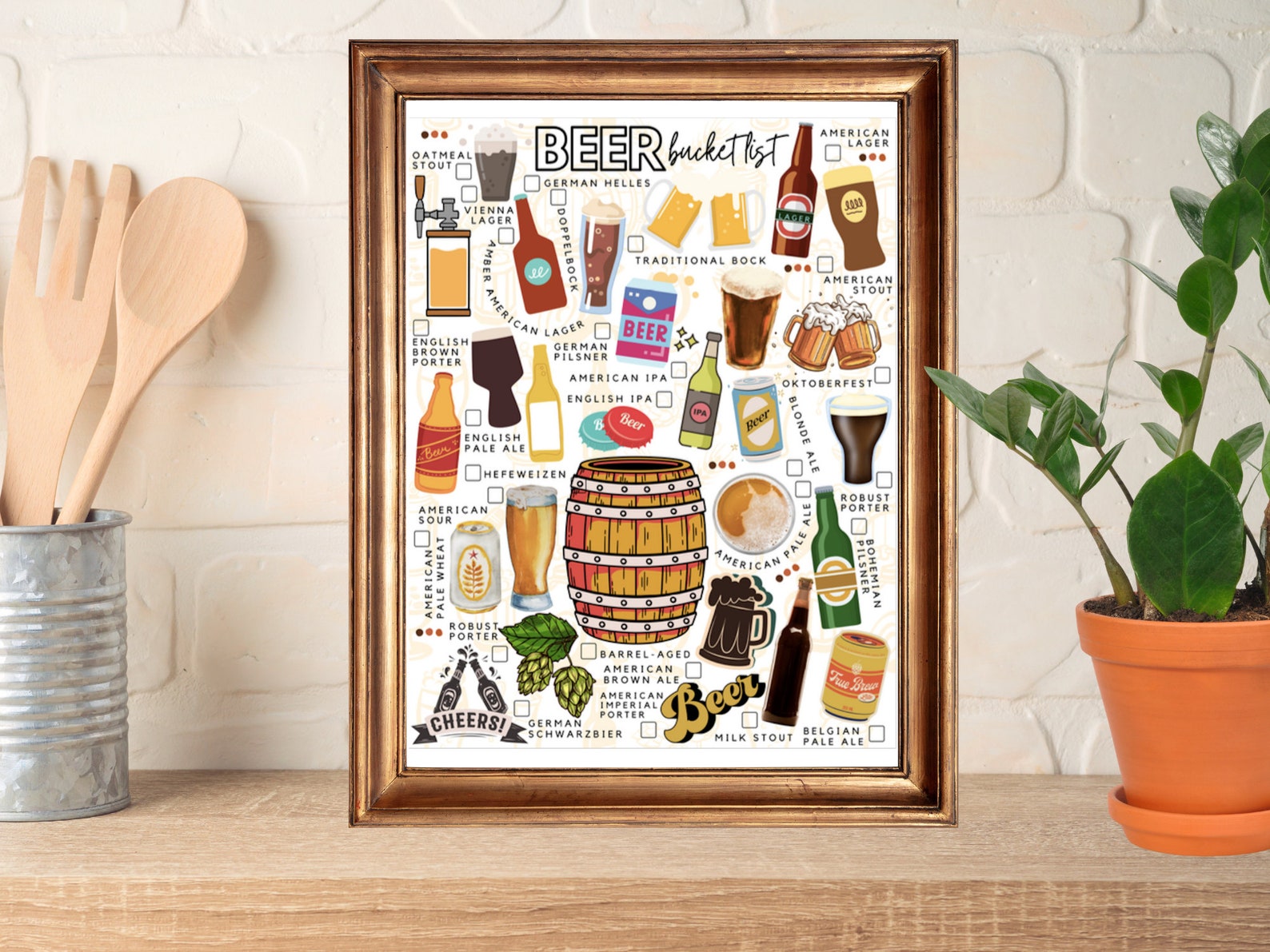 Printable Beer Bucket List Beer Lover's Todrink List Types of Beer Etsy