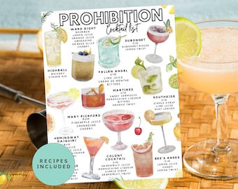 Printable Prohibition Cocktail List | 1920's Drink Recipes