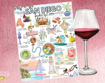 San Diego Bucket List Art Print: Illustrated To-Do List (PDF Download)
