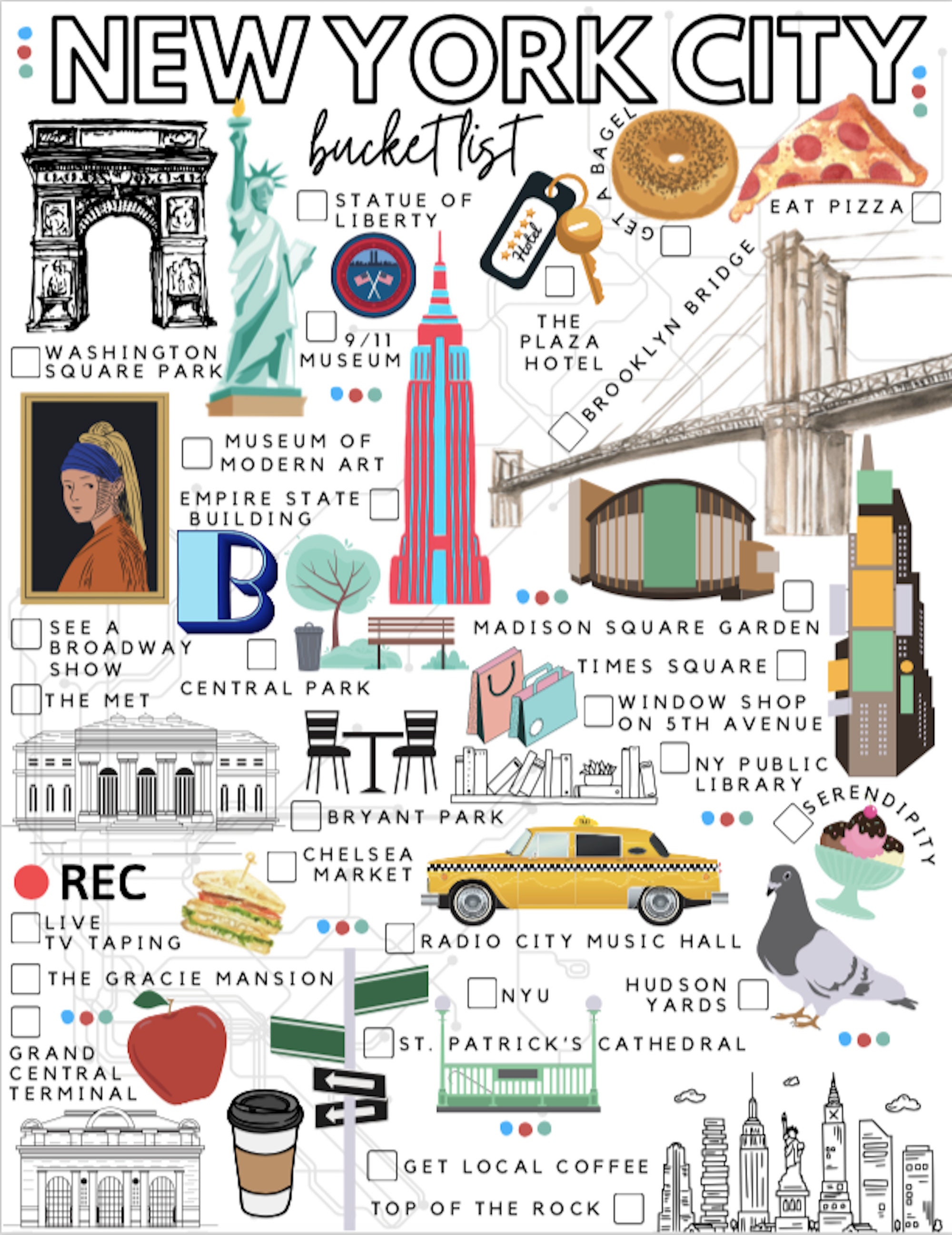 Printable New York City Bucket List NYC Todo List Etsy