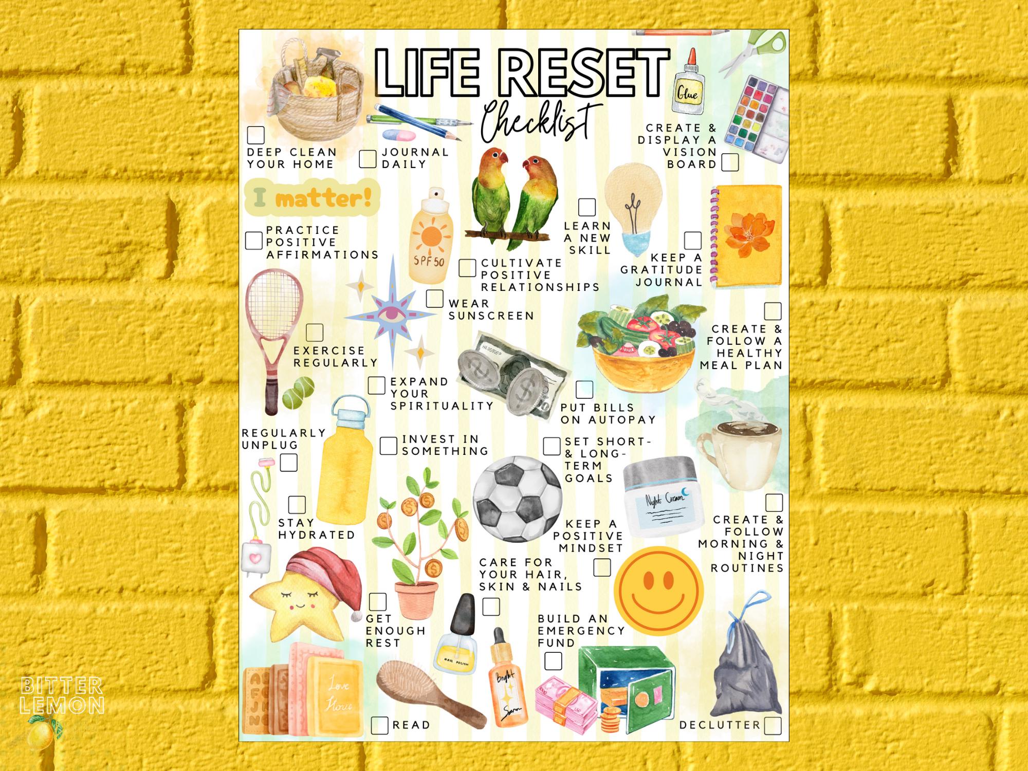 印刷可能な人生リセットチェックリスト | 人生をリセットするToDoリスト - Etsy 日本, image size:2000x1500