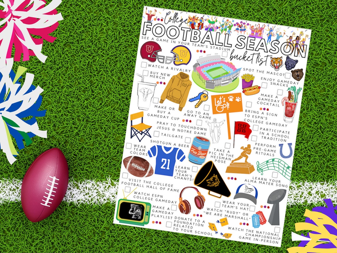 College Football Season Bucket List College Football Todo Etsy