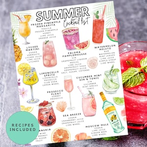 Elenco cocktail estivi stampabili / Ricette di bevande estive