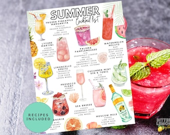 Printable Summer Cocktail List | Summer Drink Recipes