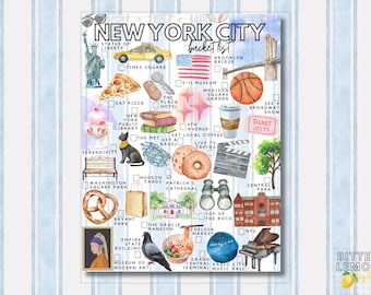 NYC Bucket List Printable, New York City Travel Checklist & Trip Planner PDF
