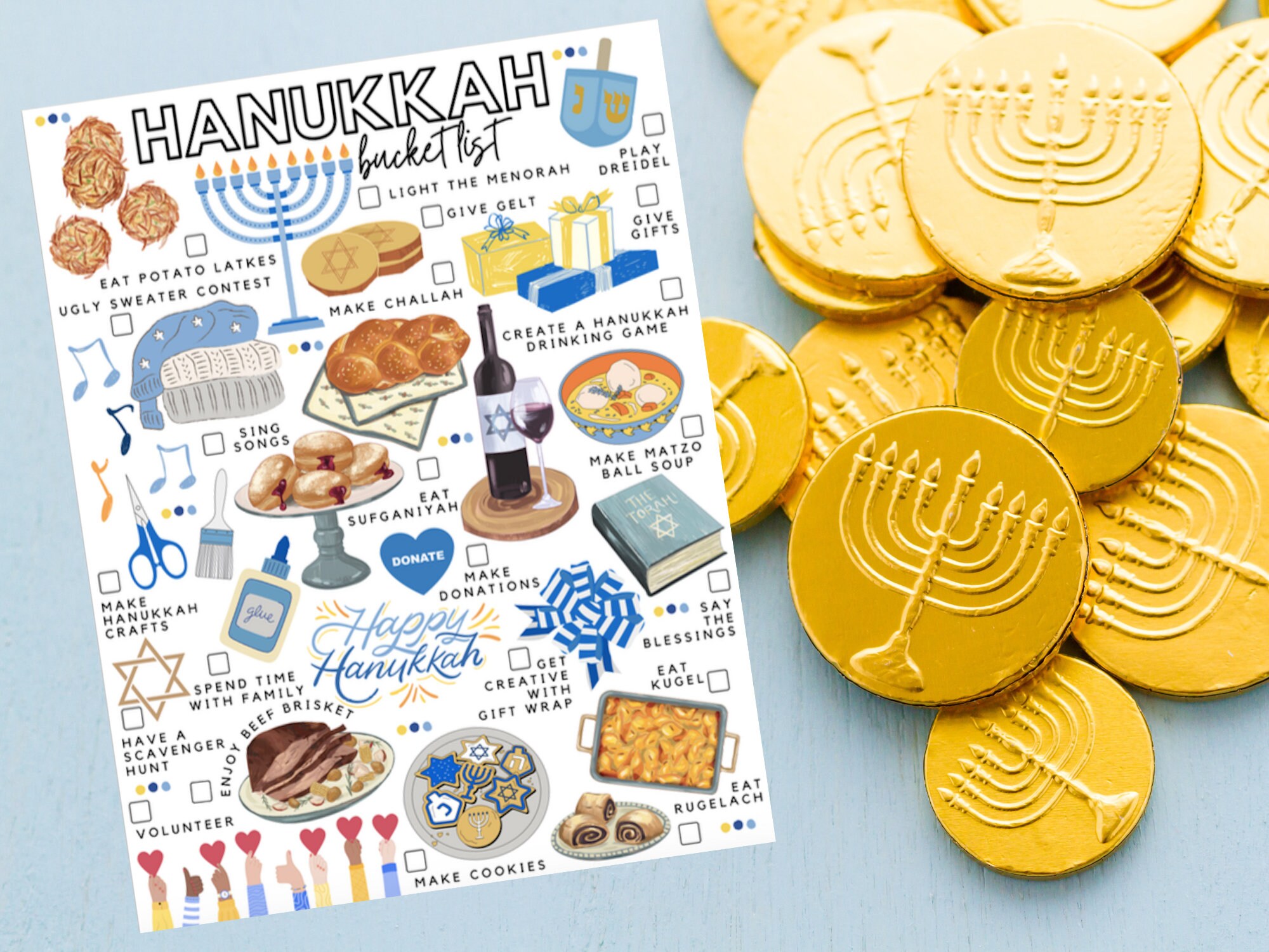 Printable Hanukkah Bucket List Hanukkah Todo List Etsy