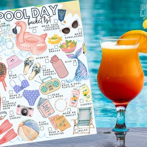 Pool Day Bucket List Printable | Summer Pool Activities Checklist PDF ...