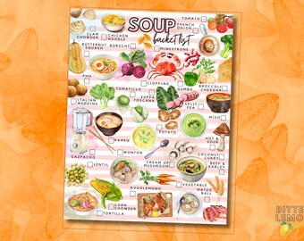 Soup Bucket List Printable: Cozy Kitchen Art (PDF Download)