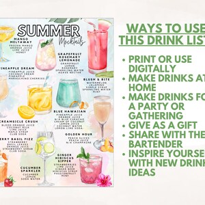 Summer Mocktails Recipes Printable | Non Alcoholic Pool Party Drinks image 2