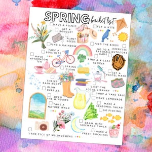 Spring List Printable Spring Bucket List Printable | Spring Activities Checklist - Etsy