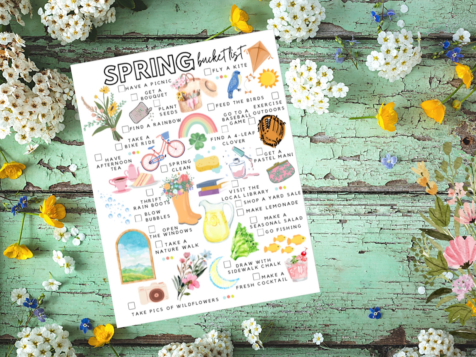 Printable Spring Bucket List Spring To-do List - Etsy