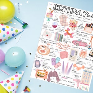 Printable Birthday Bucket List | Birthday Activities List