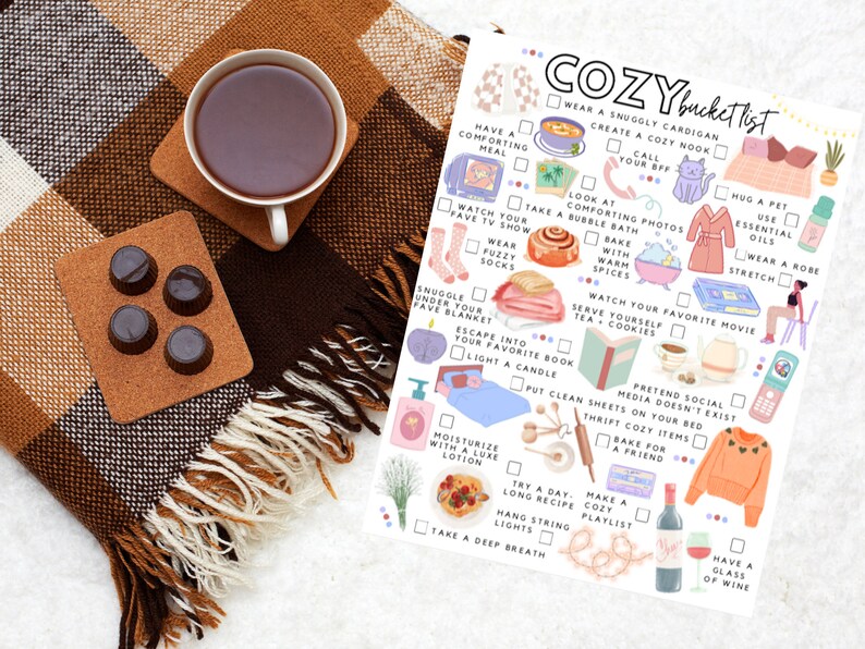 Printable Cozy Bucket List Selfcare Todo List Etsy