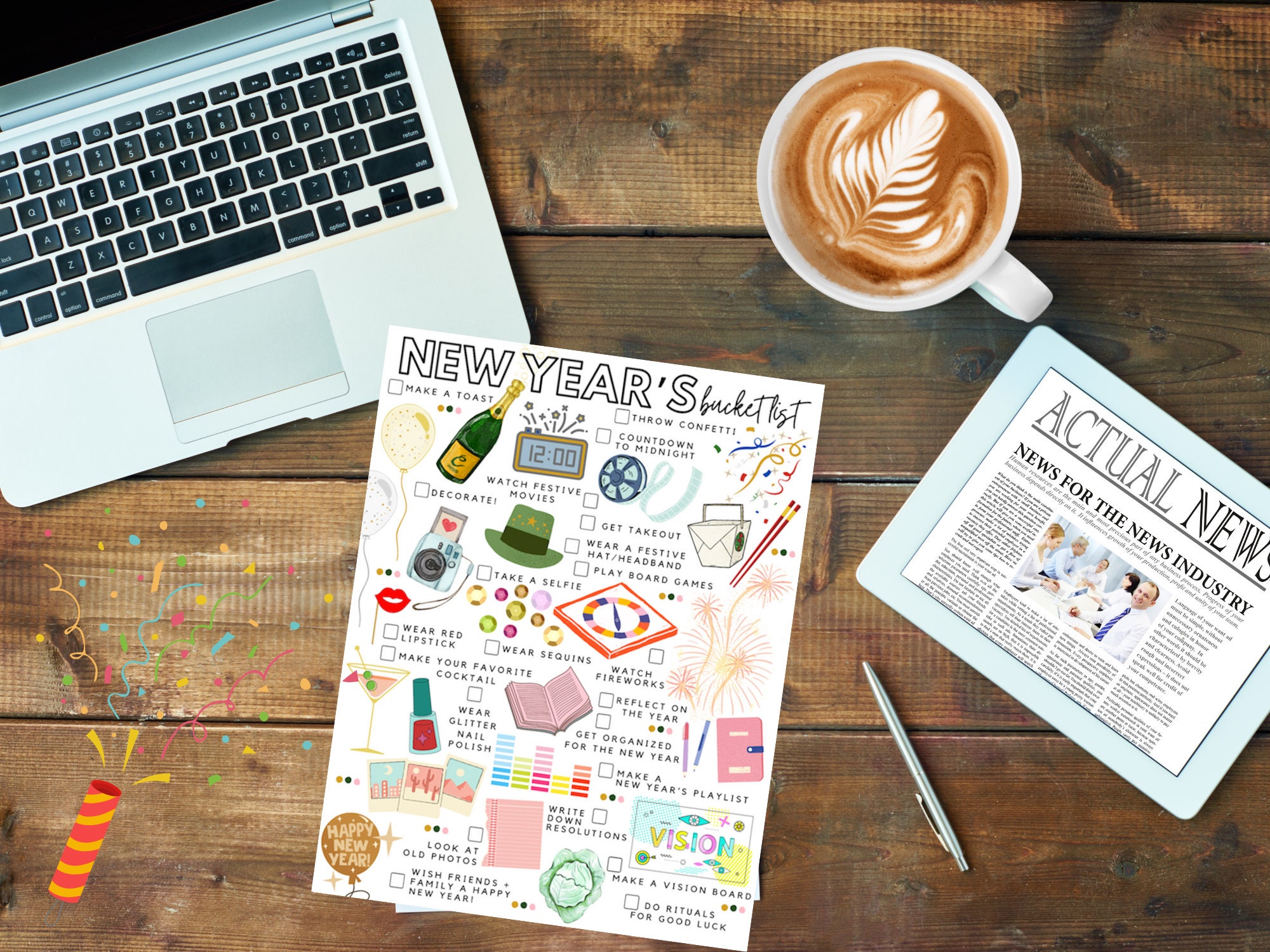 Printable New Year's Bucket List | New Year's To-do List - Etsy