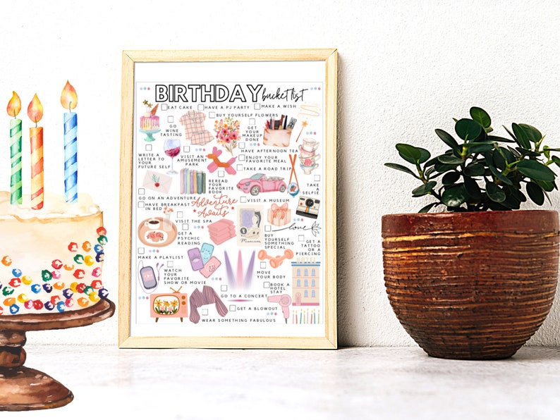 Printable Birthday Bucket List Birthday Activities List Etsy